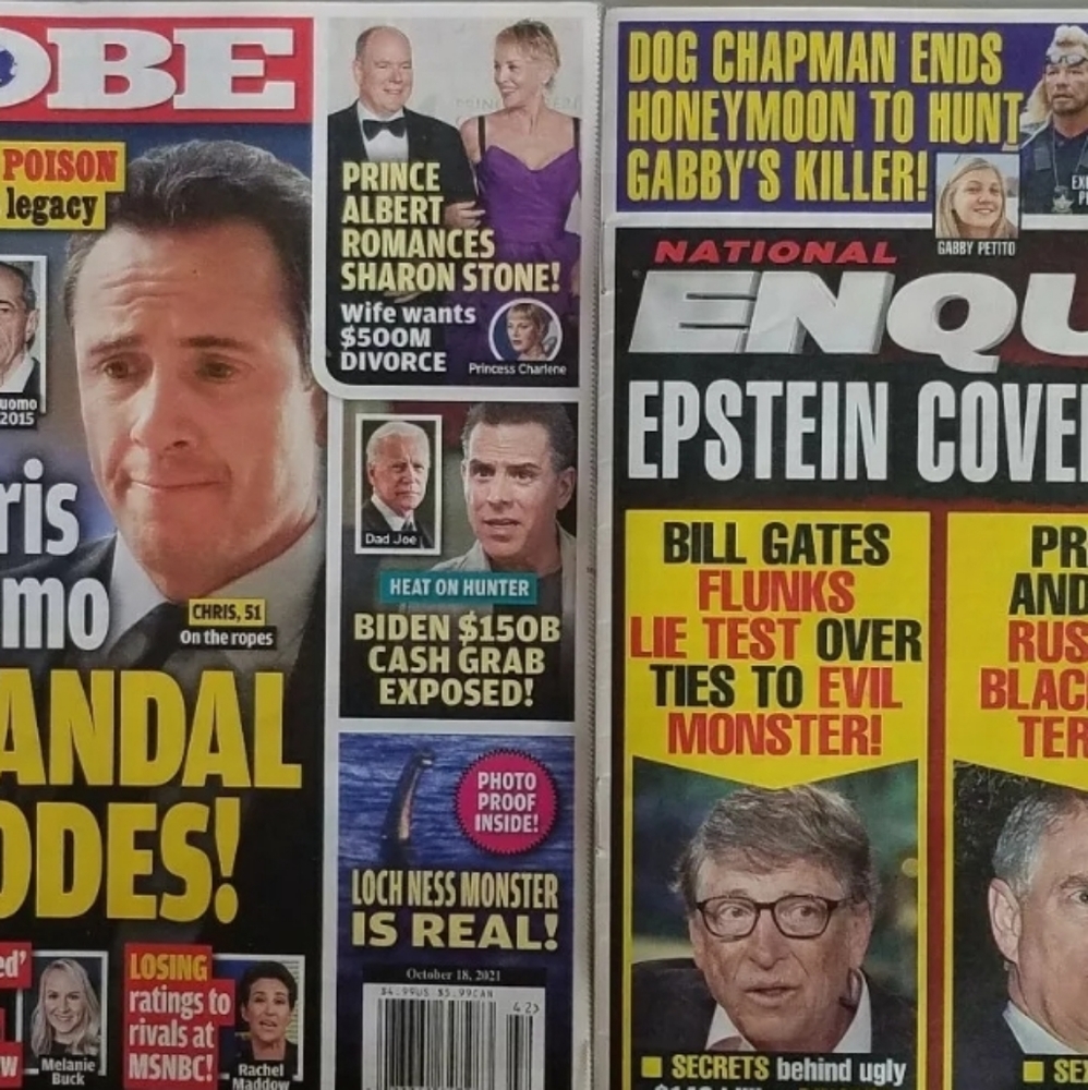  Lot of 2 Oct 2021 Tabloids Globe National Enquirer Cuomo Epstein Prince Andrew